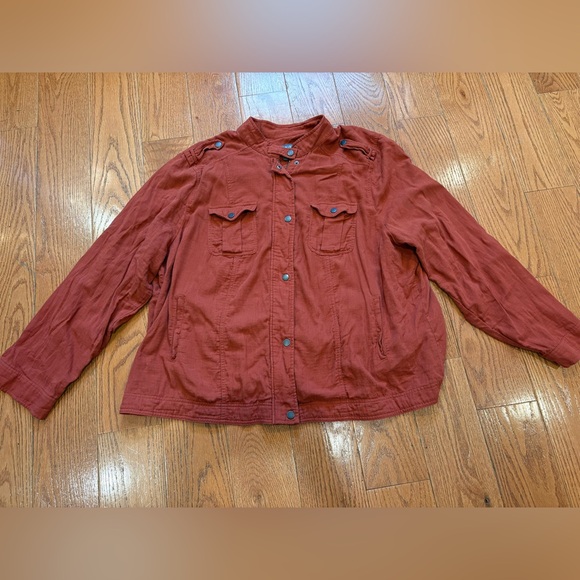 Torrid Plus Size 4 Utility Jacket Rust Red Military Cargo Style - Picture 1 of 5